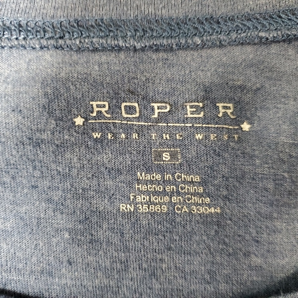 Roper Womens Tee Blue Western Long Sleeve Fitted - Picture 6 of 6